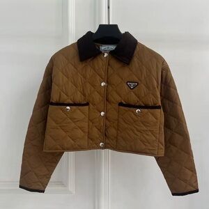 Prada brown quilted jacket size small